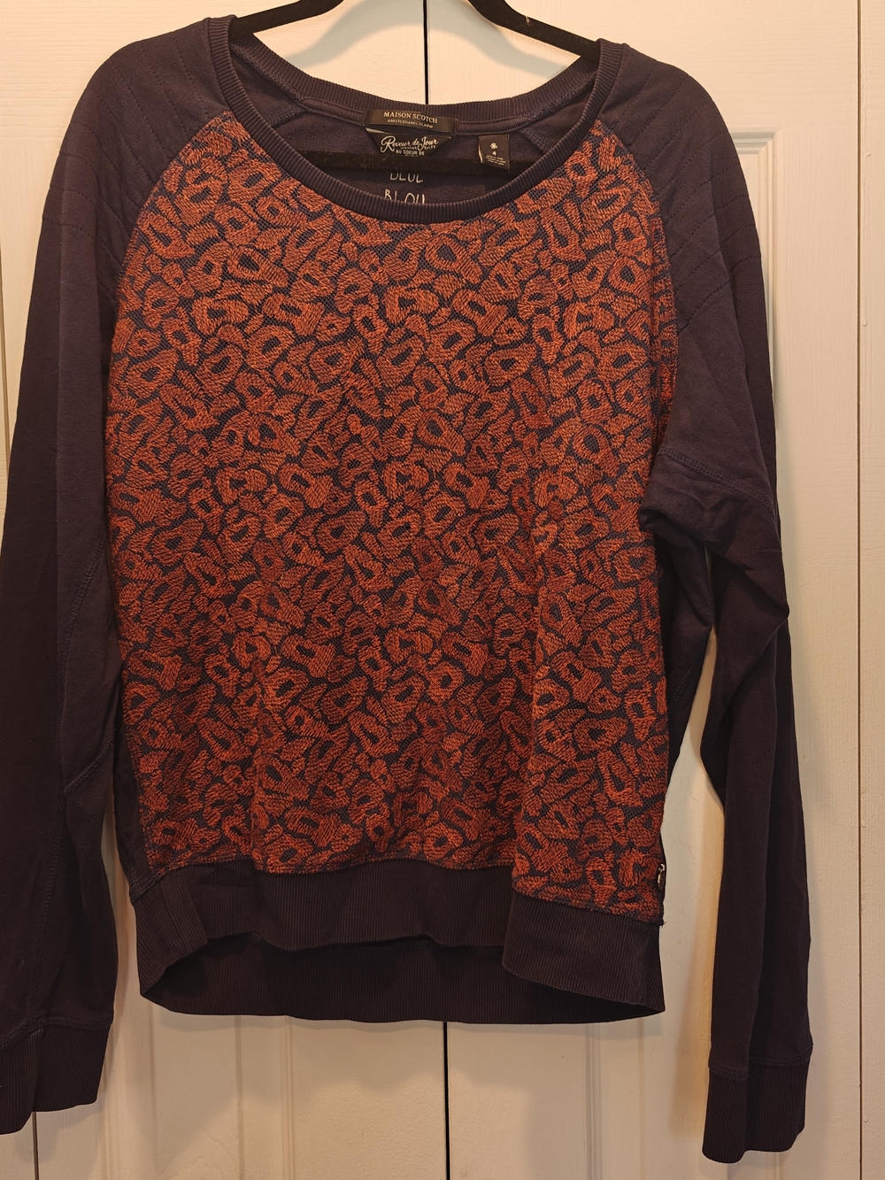 Maison Scotch Orange and Deep Brown Mixed Knit Sweater